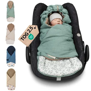 ULLENBOOM Einschlagdecke für die Babyschale - Ideal für Herbst & Winter | TOG 2.5, Oberstoff: 100% Baumwolle, gefüttert, OEKO-TEX zertifiziert, Einfaches öffnen & schließen, Made in EU, Waschbar