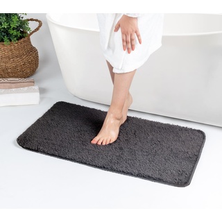 Surya Badezimmerteppich, waschbare Badematte, rutschfeste Badvorleger für das Badezimmer - Bad Vorlegeteppich waschbar, Badmatte oder Duschvorleger - Pflegeleichte Badteppich 50x80cm, Grau