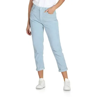 DENIMFY Cordhose Damen Mom Fit High Waist Gerades Bein Stretch DFLisa Cord Hose Pants Reißverschluss Taschen Einfarbig Blau L, Größe:L, Farben:Vintage Jeans Blue (59205) - L