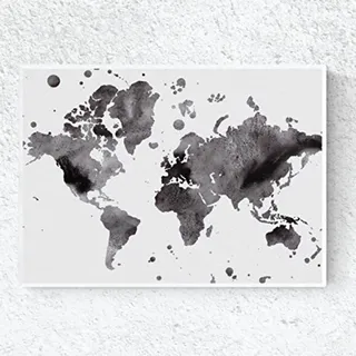 POSTER Weltkarte Aquarell A4 Rahmenlos