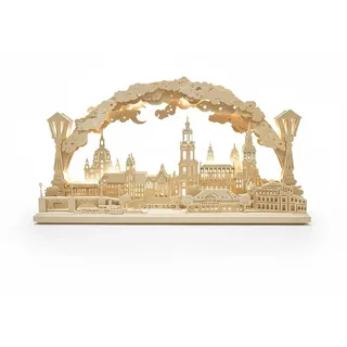 RATAGS Erzgebirge 3D Schwibbogen Dresden LED beleuchtet Holz Handarbeit USB 72cm