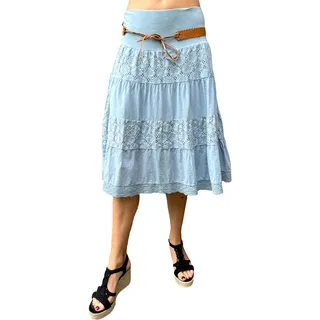 stylx Damen Amber Rock Knielang Glockenrock mit Stickereien - kurzer Sommerrock mit Jerseybund - unifarbener Minirock - 40-42