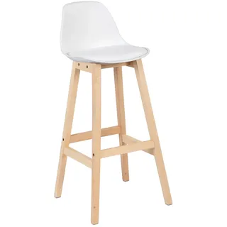 WOLTU Barhocker, mit Lehne, aus PU Holz, Weiß