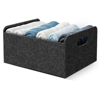 Bada Bing Aufbewahrungskorb Filzkorb Filz Aufbewahrungsbox Regalkorb Organizer Faltkorb Anthrazit (1 St., ca. 31 x 25 x 15 cm), faltbar grau