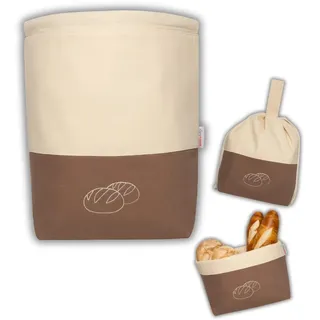 slowroom Brotbeutel zur Brotaufbewahrung und Frischhalten 3 in 1 - Brotkorb Stoff  - Brottasche aus Baumwolle - Brotkasten 32 x 35 cm, Braun