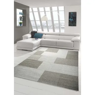 Traum Teppich Modern Flachgewebe Kariert Sisal Optik Küchenteppich Küchenläufer Karo Design Grau Größe 80x200 cm