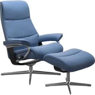 Stressless® Relaxsessel View (Set, Relaxsessel mit Hocker), mit Hocker, mit Cross Base, Größe S, M & L, Holzakzent Schwarz 82 cm x 109 cm x 81 cm