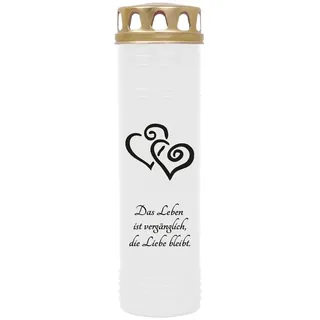 HS Candle 4er Pack Grabkerzen mit Motiv, Grablicht mit Brenndauer von ca. 7 Tage, Motiv: Herzen, in vielen weiteren Varianten