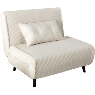 Riess Ambiente Retro Schlafsessel SMART Multifunction - 100cm - beige - Cord Sessel mit Bettfunktion Klappsessel inkl. Kissen