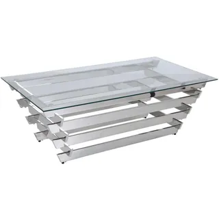 SalesFever Couchtisch Silber Klarglas 130 x 45 x 70 cm