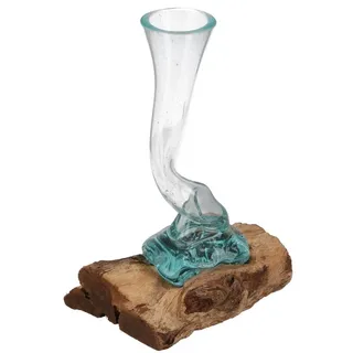 Guru-Shop Dekovase Spiralförmige Vase, Glasvase Wurzelholz - S1.. braun 15 cm x 25 cm x 10 cm