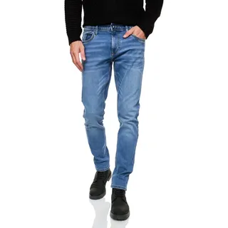 R-NEAL Slim-fit-Jeans Herren Jeanshose Cotton Stretch Business Streetwear Jeans Hose blau W33 / L32