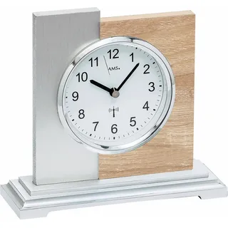 AMS Funktischuhr F5151 Made in Germany braun|silberfarben