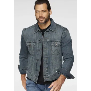 Jeansjacke WRANGLER "WESTERN DENIM JACKET", Herren, Gr. S, grau (mid, stone), Denim/Jeans, Obermaterial: 100% Baumwolle, normal, Jacken Jeansjacke