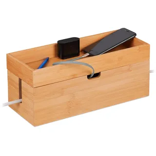 Relaxdays Kabelbox 14 x 34 x 14 cm 1-tlg. braun