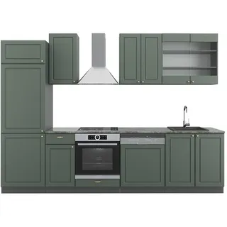 Vicco Küchenzeile Fame-Line 300 cm Grün-Gold