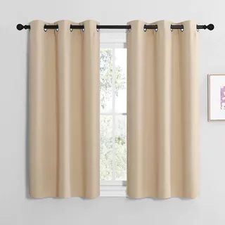 NICETOWN Vorhänge Beige Blickdicht mit Ösen 2er Set H137 x B107 cm Biscotti Beige, Bistrogardine Fenster Gardine Kurz Verdunklungsvorhänge Fenstervorhang Modern Scheibengardinen