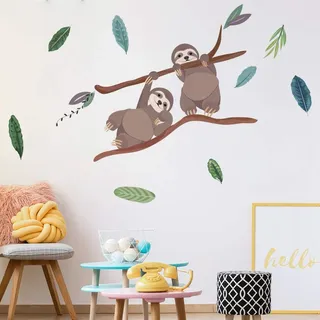 Alwayspon Wandaufkleber für Kinder/Mädchenzimmer, niedliches Faultier, entfernbare Aquarell-Wandaufkleber, abziehen und aufkleben, Wandkunst für Zuhause, Kinderzimmer, Dekoration, Wohnzimmer