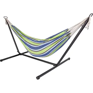Spetebo Doppel Hängematte 285 x 120 cm Grün/Blau