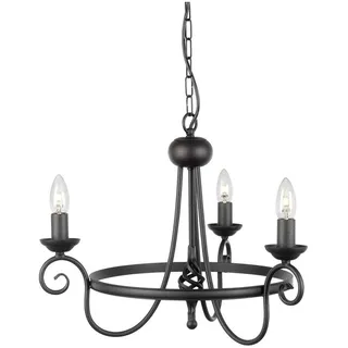 Elstead Lighting, Kronleuchter, Harlech Kronleuchter E14 3-fach Schwarz, Made in UK (40 cm)