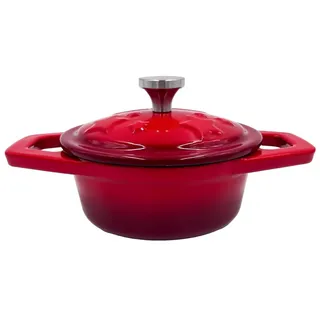 Grillfürst Dutch Oven Sternentöpfchen 0,35 Liter - roter Gusseisen Bräter mit Henkeln und pflegeleichter Emaillierung, ovaler Schmortopf für Grill und Herd