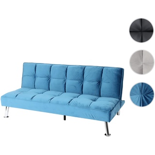 Sofa HWC-K21, Klappsofa Couch Schlafsofa, Nosagfederung Schlaffunktion LiegeflÃ¤che 187x107cm ~ Samt, blau