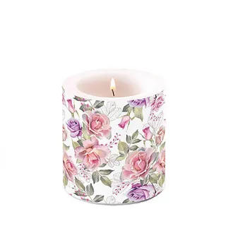 Ambiente Kerze Stumpenkerze Lampionkerze 9 cm hoch Josephine Rosen Pastellfarben