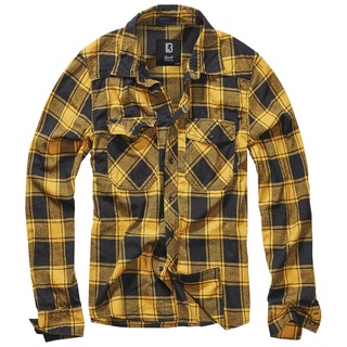 Brandit Langarmhemd - Checkshirt - S bis M - für Männer - Größe S - schwarz/gelb