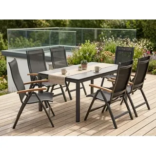MWH Gartenmöbelset Kensington-Alutapo, 6 Positionssessel, 1 Tisch 160x95cm