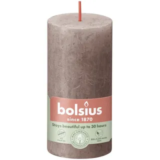 Bolsius Stumpenkerze Bolsius Rustik-Kerze 100/50 mm Rustikales Taupe braun