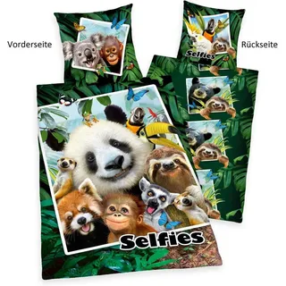 Herding Selfies Jungle Tiere Mehrfarbig 135 x 200 cm + 80 x 80 cm