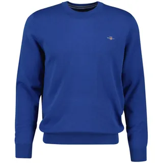 GANT Herren Pullover - CLASSIC COTTON C-NECK, Strickpullover, Rundhals, Baumwolle Blau (Rich Blue) / 4XL