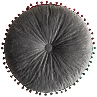 DOTBUY-SHOP Samt Sitzkissen, Rund Retro Sitzkissen Widerstandsfähige & Robuste Stuhlkissen Kinder Komfortabel Sitzpolster für Garten, Büro (40X40cm,Grau)