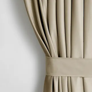 AmeliaHome Set Vorhang H 245 x B 140 cm mit Raffhalter 54 x 10 cm Velvet Optik Beige 1 St. Kräuselband Wellenband Samt Halbverdunkelungsvorhang Fensterdekoration Dekoschal Dekorvorhang