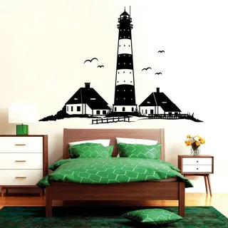 Wandtattoo Loft „"Westerhever Leuchtturm" St. Peter Ording“ - Wandtattoo / 54 Farben / 4 Größen/dunkelgrau / 55 x 76 cm
