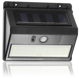 com-four® Solar-LED-Wandleuchte, Solar Aussenleuchte aus wetterfestem Kunststoff, mit Dämmerungssensor, Bewegungsmelder und An-/Aus-Schalter