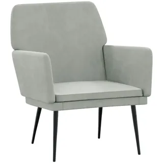 vidaXL Sessel 62 x 79 x 79 cm Samt Hellgrau mit Rollen