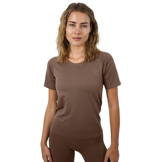 Stark Soul® T-Shirt Damen Sportshirt Kurzarm RACER Sport Shirts Seamless. mit Rundhalsausschnitt braun