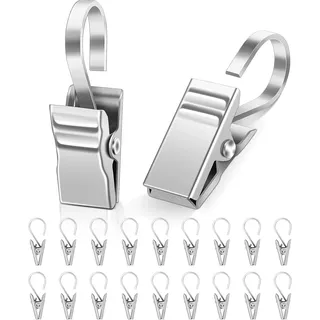 20 Stück Gardinen Klammern Edelstahl Vorhang Clips Silber Metall klemmhaken für