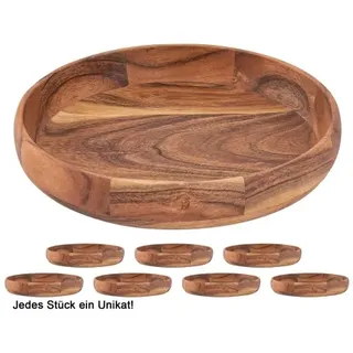Amagohome Obstschale Deko Schale Holz Masterbox 8-teilig ø30cm lebensmittelecht Akazie massiv
