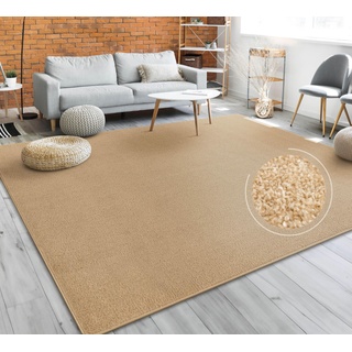 Paco Home Teppich Für Wohnzimmer Einfarbig Kurzflor Schlicht Und Modern Gold Beige, Grösse:200x280 cm