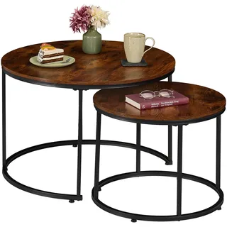 Relaxdays Beistelltisch Braun Schwarz Industrial 70 x 46 cm