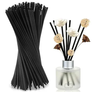 WDZGX Duftstäbchen Rattanstäbchen für Raumduft Stäbchen Diffuser Duftstäbe | Holzstäbchen Nachfüllpack Sticks Schwarze Lang 35cmx3mm 100Stk Reed Nur Diffusor Diffuserstäbchen Duftöl Nachfüllen Aroma