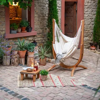 La Siesta Hängematte, Natur, Weiß, Holz, Eukalyptusholz, Schichtholz,massiv, 100x152x92 cm, Gartenmöbel, Hängematten