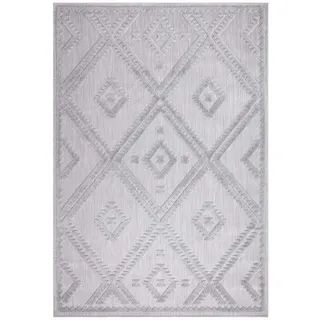 Carpet City Teppich »In-& Outdoorteppich Santorini 454, 3D-Effekt, Raute-Optik«, rechteckig, 5 mm Höhe, Wetterfest & UV-beständig für Terrasse, Balkon, Küche, Flur, grau