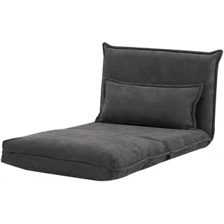 [en.casa] Schlafsessel Umeå Cord 59 x 85,5 x 67 cm Grau mit Kissen