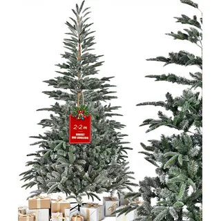 220cm Künstlicher Weihnachtsbaum Tannenbaum Beflockter Christbaum Mit Espen-Tanne, Faltbarem Sockel, Aufklappbaren Zweigen & 800 Spitzen, Christmas Tree Für Weihnachtsdeko Innen & Außen