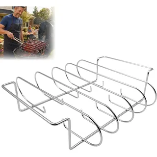 Spareribs-Halter Aus Edelstahl Für 5 Rippchen, 33 X 29 X 8 Cm