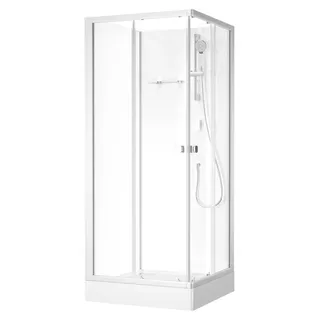 Marwell Fresh Shower Square Komplettdusche mit Gleittüren 85 x 205 cm Duschkabine Silber