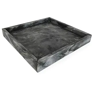 Marmortablett - Tablett aus dunkelgrauem Marmor - Marble Tray - Dekotablett - Serviertablett - quadratisch - Marmoroptik - dunkelgrau - 30x30x4cm